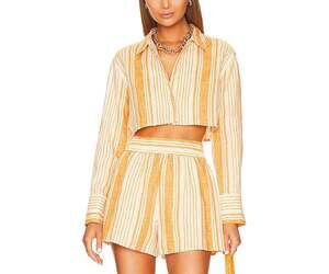 L'Academie Striped Orange Manon Shirt Size XS